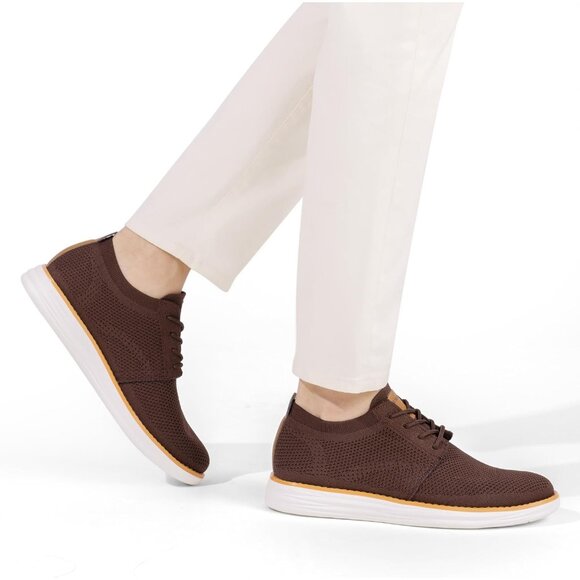 ⚡Bruno Marc Men Brown Knit Flex Mesh Oxfords Lace-Up Lightweight Casual Sneakers - Picture 9 of 10